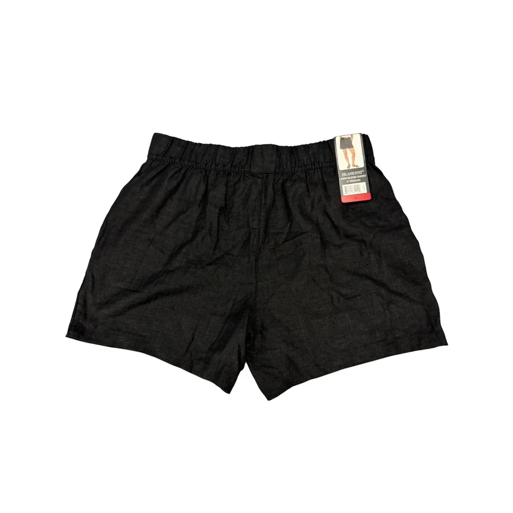 BlankNYC Linen‎ Blend Shorts Black Drawstring Elastic Waist Womens M